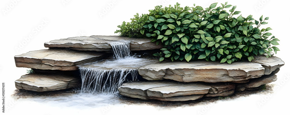 Serene Waterfall Illustration