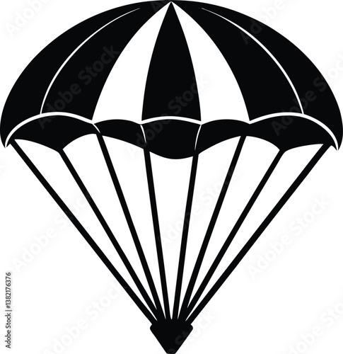 Adventurous Parachute Silhouette Design – Minimalist Skydiving Illustration for Extreme Sports and Airborne Themes