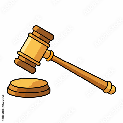 wooden gavel on white