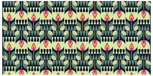 A decorative pattern showcasing an array of red, yellow, and green leaves in a visually appealing layout, it could be used as a wallpaper, fabric design, pillow cover, curtains and bags 