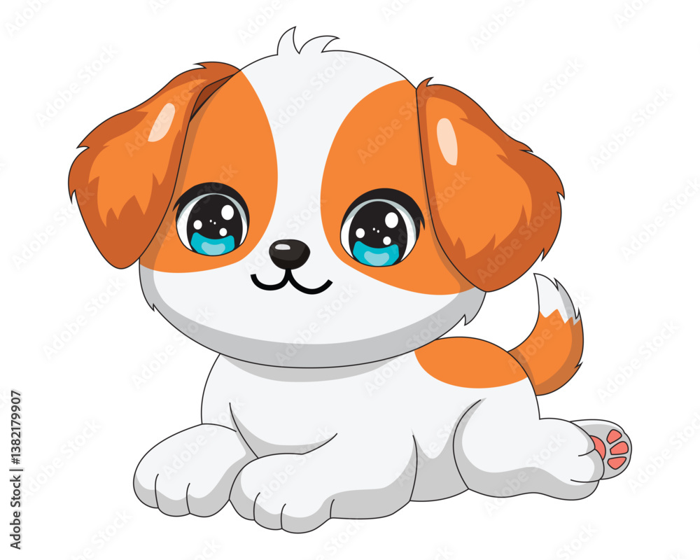 Naklejka premium Chibi Beagle Dog Cartoon Illustration