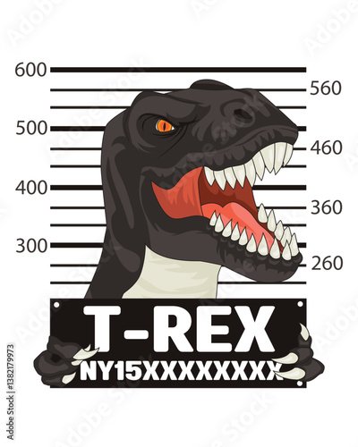 Dinosaur Mugshot Animal Mascot Dino In Prisoner
