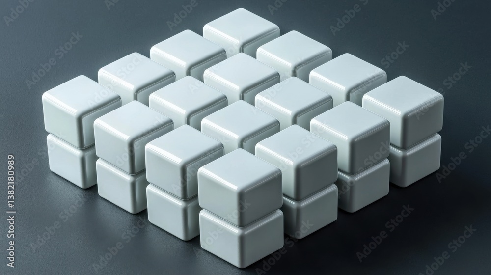 White plastic cube standing alone to represent digital assets and modern design elements in blockchain technology White plastic cube standing alone to represent digital assets and modern design elements in blockchain technology