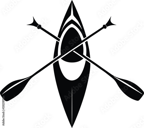 Exciting Kayak Silhouette Design – Minimalist Water Sports Illustration for Adventure and Outdoor Themes