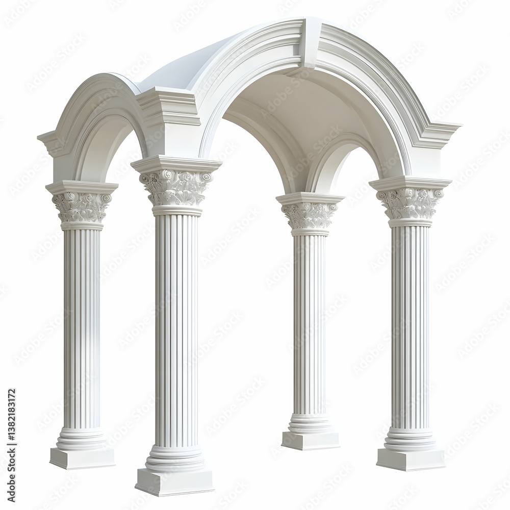 Fototapeta premium White classical archway, isolated, garden design