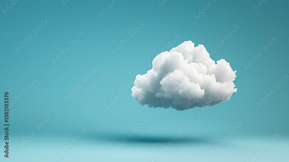 Fluffy cloud floating majestically in the clear sky representing the concept of cloud technology integration Fluffy cloud floating majestically in the clear sky representing the concept of cloud technology integration