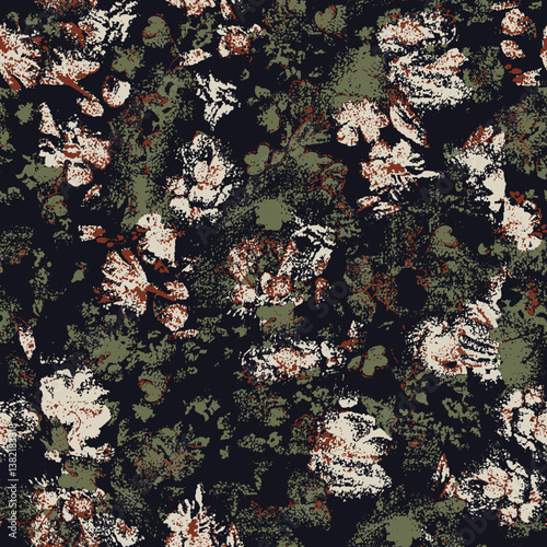 textrues flower pattern on black background