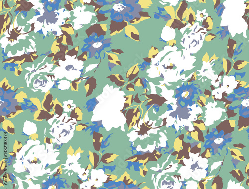 Wallpaper Mural abstract flower pattern on Green  background Torontodigital.ca