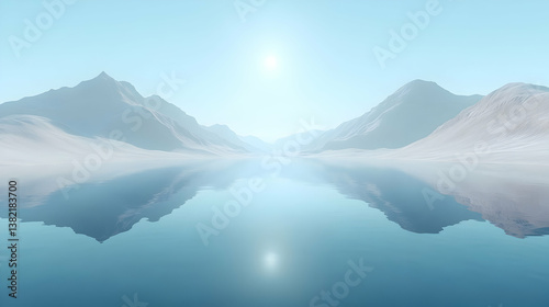 Obraz na płótnie Serene 3D Mountain Lake Illustration w salonie