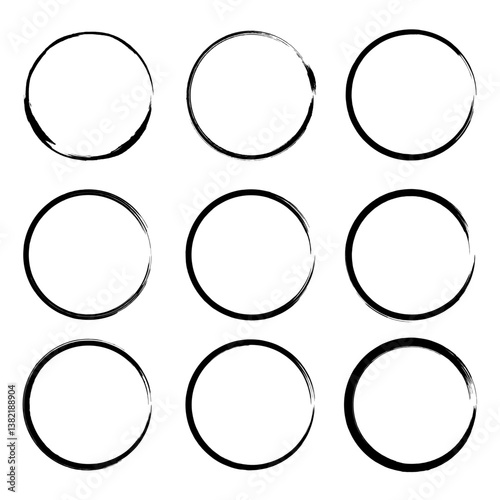 Abstract circles made of grunge brush strokes