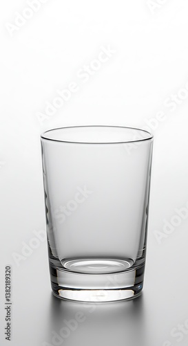 Wallpaper Mural A simple, clear glass stands ready, a blank canvas for refreshment, reflecting light with subtle elegance on a neutral background. Torontodigital.ca