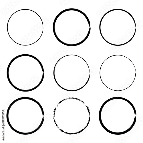 Abstract circles made of grunge brush strokes