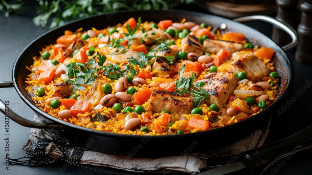 Vibrant Pan of Colorful Vegetables Featuring Beans Carrots and Peas Vibrant Pan of Colorful Vegetables Featuring Beans Carrots and Peas