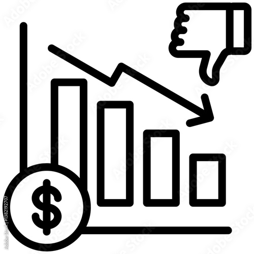 Disadvantage, icon for business to consumer, website, application, printing, document, poster design, etc