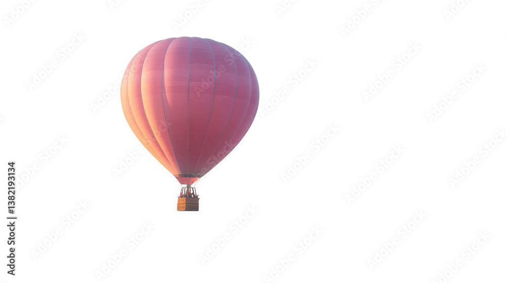 Fototapeta premium Soaring Dreamscape: A vibrant hot air balloon, a symbol of adventure and freedom, ascends gracefully against a clear sky, inspiring dreams of exploration and the joy of flight.