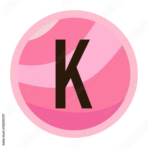 Romantic K Letter in a Pink Circle Vector for Valentine’s Day Decorations
