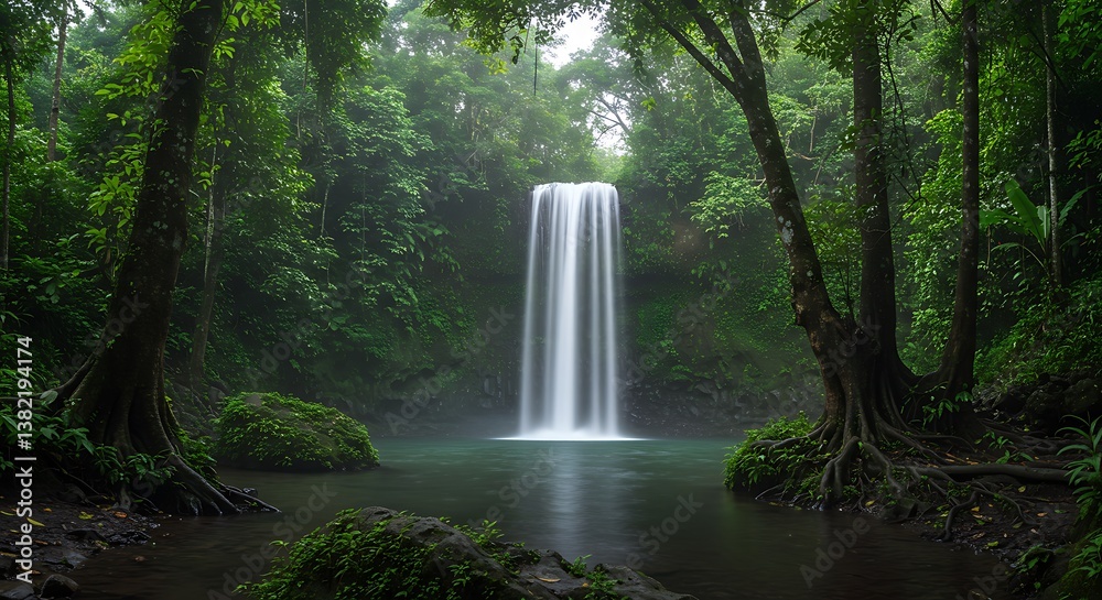 Obraz premium Emerald Curtain Falls AI Generated