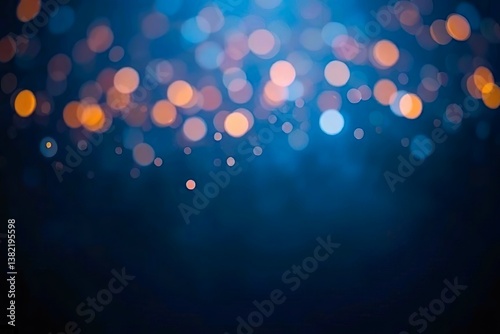 Magical Blue Bokeh Lights Dancing in Dark Background
