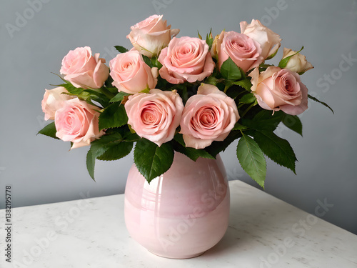Elegant Pink Roses in Vase