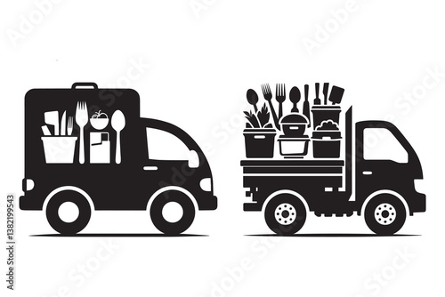 Street Food van silhouette with white background