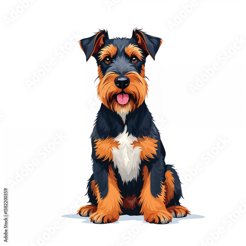 Adorable Cartoon Airedale Dog Vector Illustration