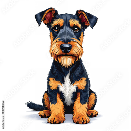 Adorable Cartoon Airedale Dog Vector Illustration