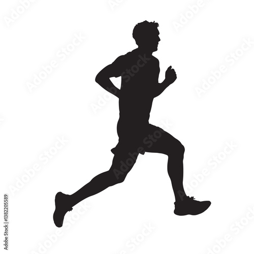Silhouette of a running athlete in action, vector illustration of a person in motion, showcasing sports and fitness
