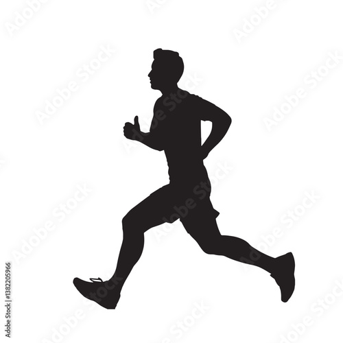 Black vector silhouette of a running sport athlete