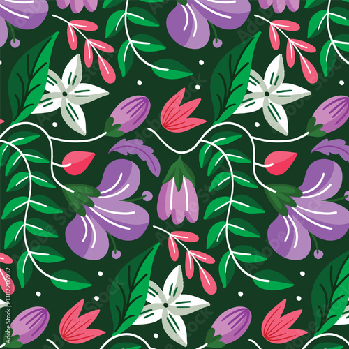florals pattern. hand drawn florals vector background.