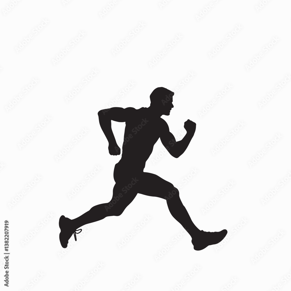 Black vector silhouette of a running athlete in sport action Black vector silhouette of a running athlete in sport action