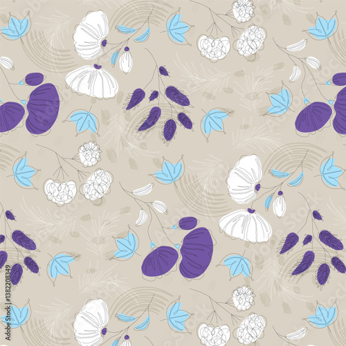 florals pattern. hand drawn florals vector background.