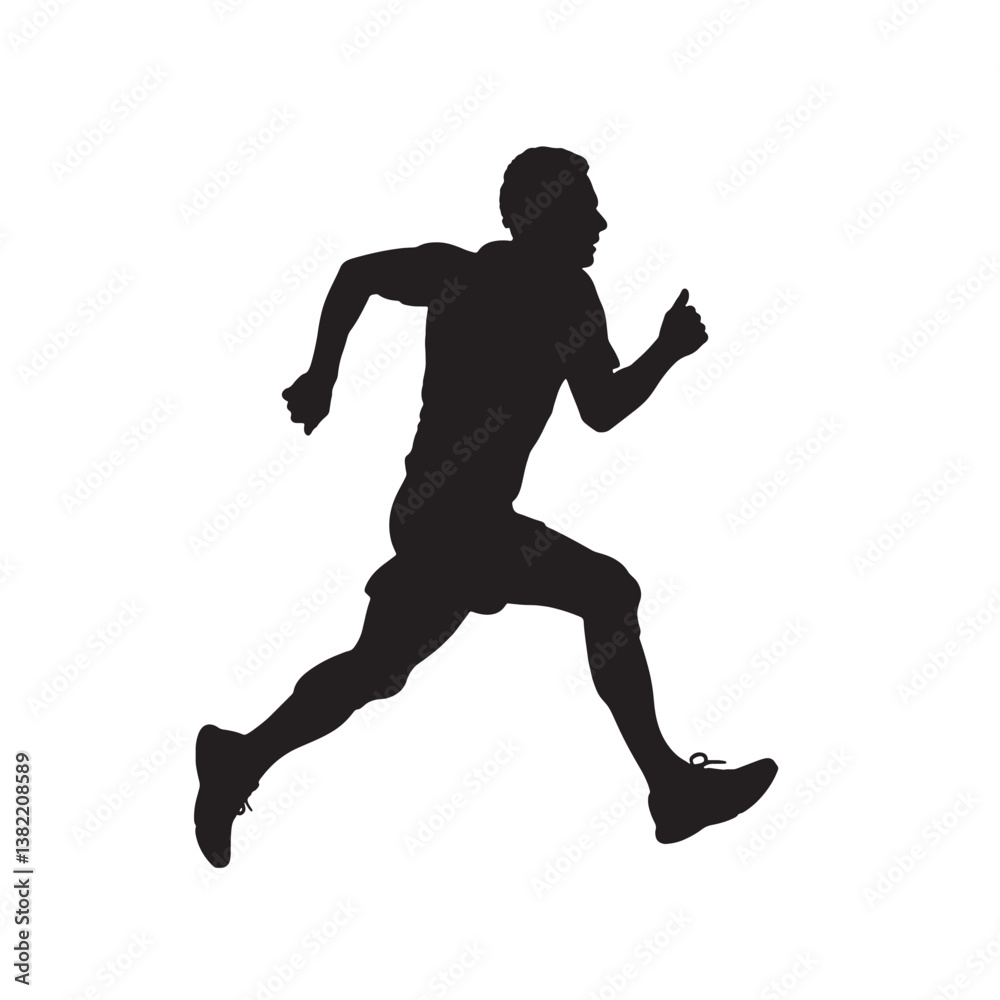Naklejka premium Black silhouette of a sport runner, a person in action for exercise
