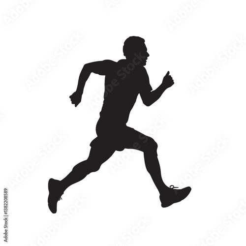 Black silhouette of a sport runner, a person in action for exercise