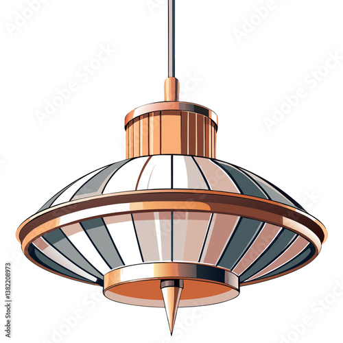 Render a sleek, minimalist ceiling pendant lamp;  modern design, single light source, subtle metallic finish. Show the lamp's clean lines and simple elegance.