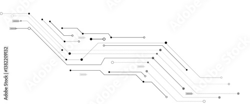 Abstract grey circuit line technology pattern on white background, futuristic vector illustration of digital circuitry design for tech backgrounds	
