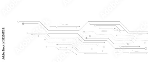 Abstract grey circuit line technology pattern on white background, futuristic vector illustration of digital circuitry design for tech backgrounds	
