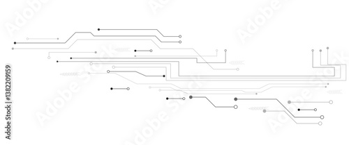 Abstract grey circuit line technology pattern on white background, futuristic vector illustration of digital circuitry design for tech backgrounds	
