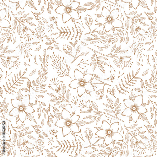 florals pattern. hand drawn florals vector background.