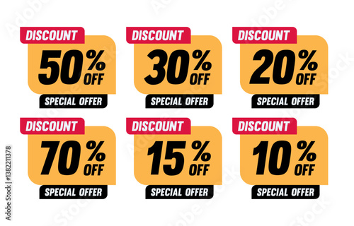 Discount speech bubble labels. mega sale, price tags discount, best sale red tag template, special