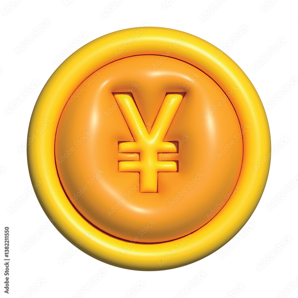 3D coin-themed icons with embossed currency symbols 3D coin-themed icons with embossed currency symbols