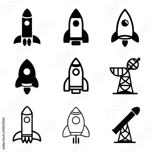 Design a vibrant, retro-futuristic rocket launching icon, incorporating disco ball elements, representing a scientific breakthrough.