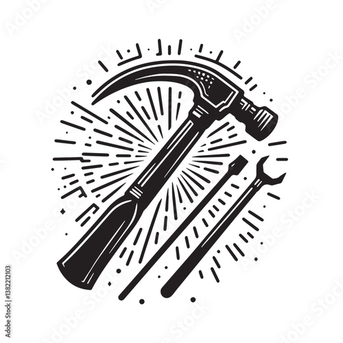 Black Color Crowbar Silhouette Vector Illustration, Solid White Background