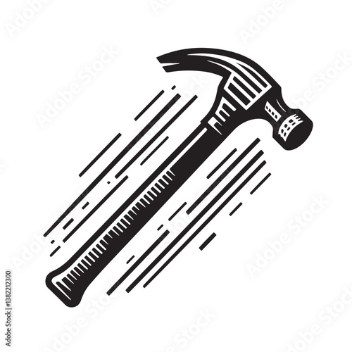 Black Color Crowbar Silhouette Vector Illustration, Solid White Background