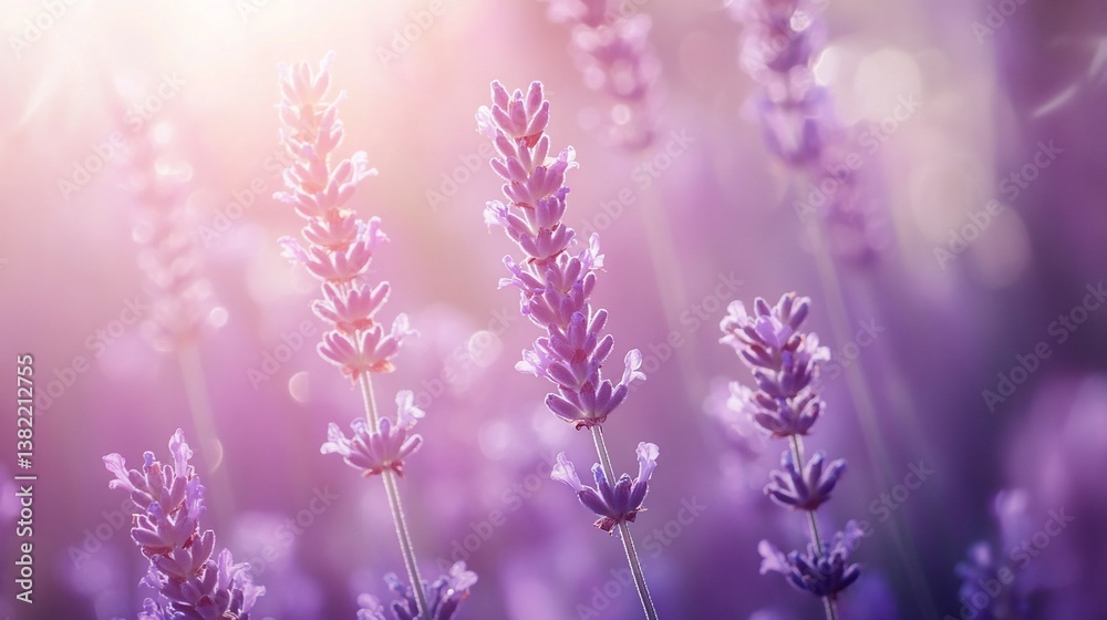 Enchanting Lavender Field in Soft Light, A Serene Purple Dreamscape Enchanting Lavender Field in Soft Light, A Serene Purple Dreamscape