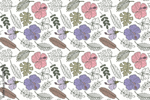 florals pattern. hand drawn florals vector background.