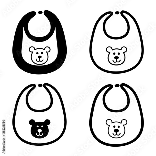 Generate a close-up image of a soft, baby bib featuring an adorable smiling bear face design, emphasizing the texture and softness of the fabric.
