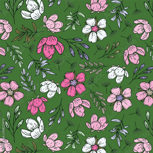 florals pattern. hand drawn florals vector background.