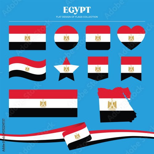 Egypt flag flat design of flags stationery shape collection