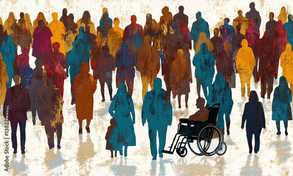 Naklejka premium Abstract crowd with inclusive diversity elements 