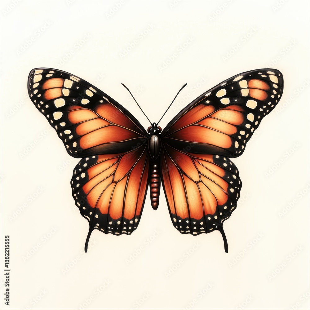 Fototapeta premium Realistic monarch butterfly on white background 